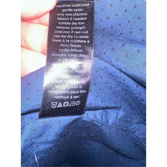 JOHN VARVATOS Shirt Mens XL Blue Long Sleeve Roll Up Button Down Cotton USA - Picture 8 of 8